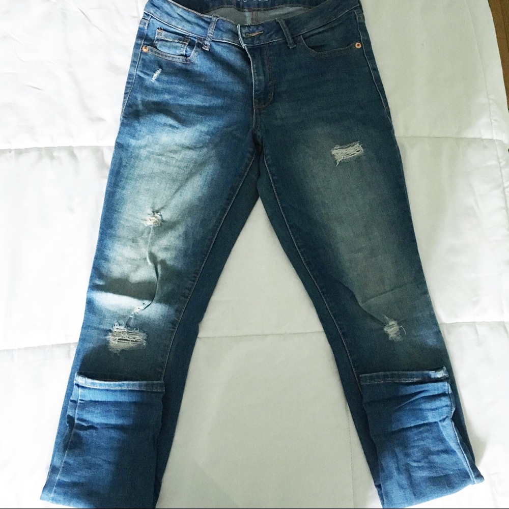 Mid rise ripped jean legging